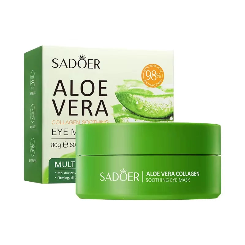 60Pcs Aloe Vera Collagen Eye Mask anti Dark Circles Removal Eyes Bags Moisturizing - EditWell