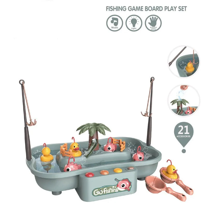 Electric Fishing Toy Set with Music and Lights - Water Play Game for Children