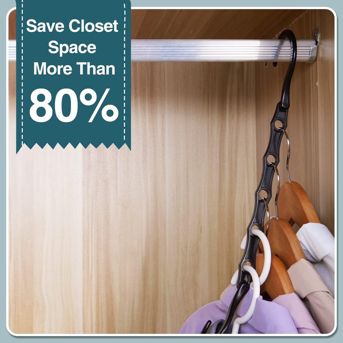 6 Pack Black Space Saving Hangers, Magic Hangers, Closet Organizers