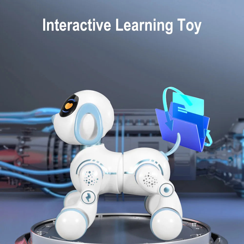 Smart Interactive Robotic Dog Simulated Walking Sound Light Music Electronic Voice Command Programmable RC Stunt Dog Kids Toy