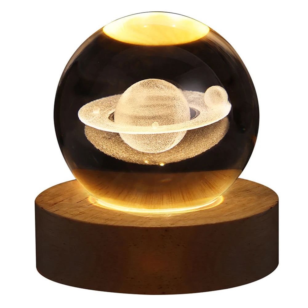 Crystal Ball Night Lights Glowing Planet Galaxy Astronaut 3D Moon Table Lamp USB Atmosphere Lamp Tabletop Decorations Kid Gifts - EditWell