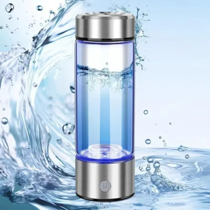 Hydrogen Water Generator Bottle | Titanium Platinum Electrolytic Cell | USB Rechargeable | BPA-Free Glass & Stainless Steel | Home, Office & Travel - EditWell