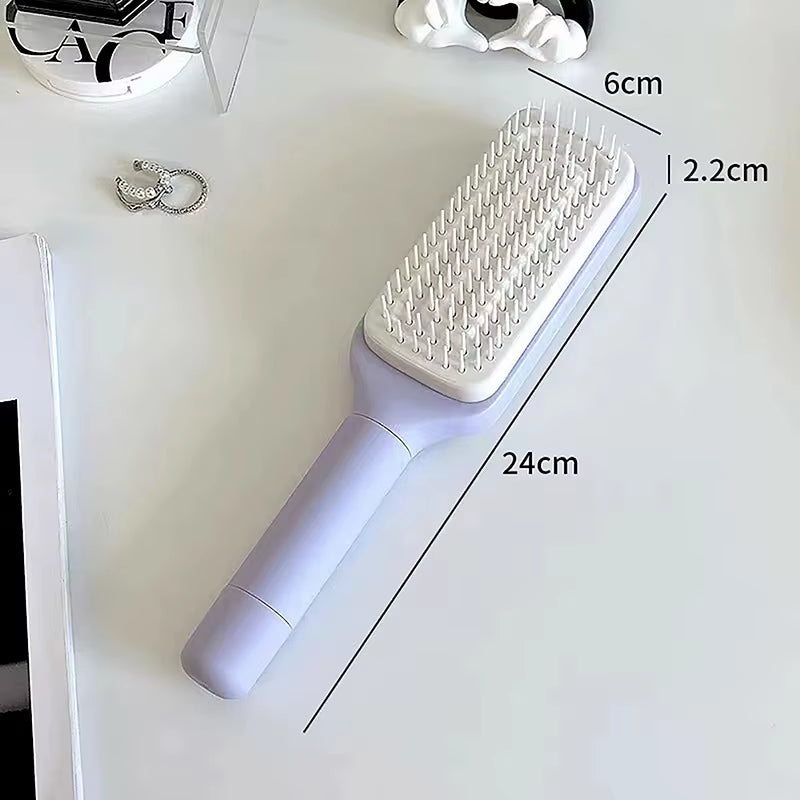 Self Cleaning Hairbrush Women Hair Brush One-Key Cleaning Hair Loss Hairbrush - EditWell