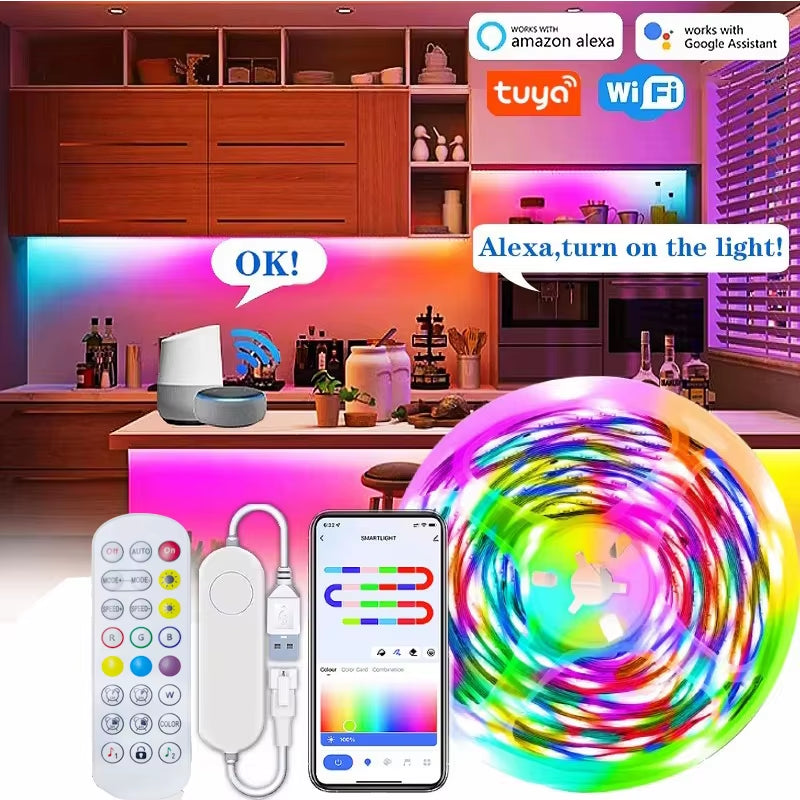Tuya Smart WIFI RGBIC LED Strip Light Tape Addressable WS2811 IC Flexible - EditWell