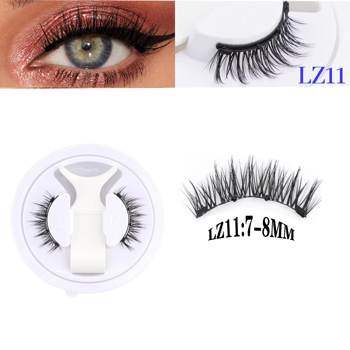 2 Pairs Magnetic Eyelash Natural Look Fluffy False Eyelashes Reusable Magnetic Eyelash Set