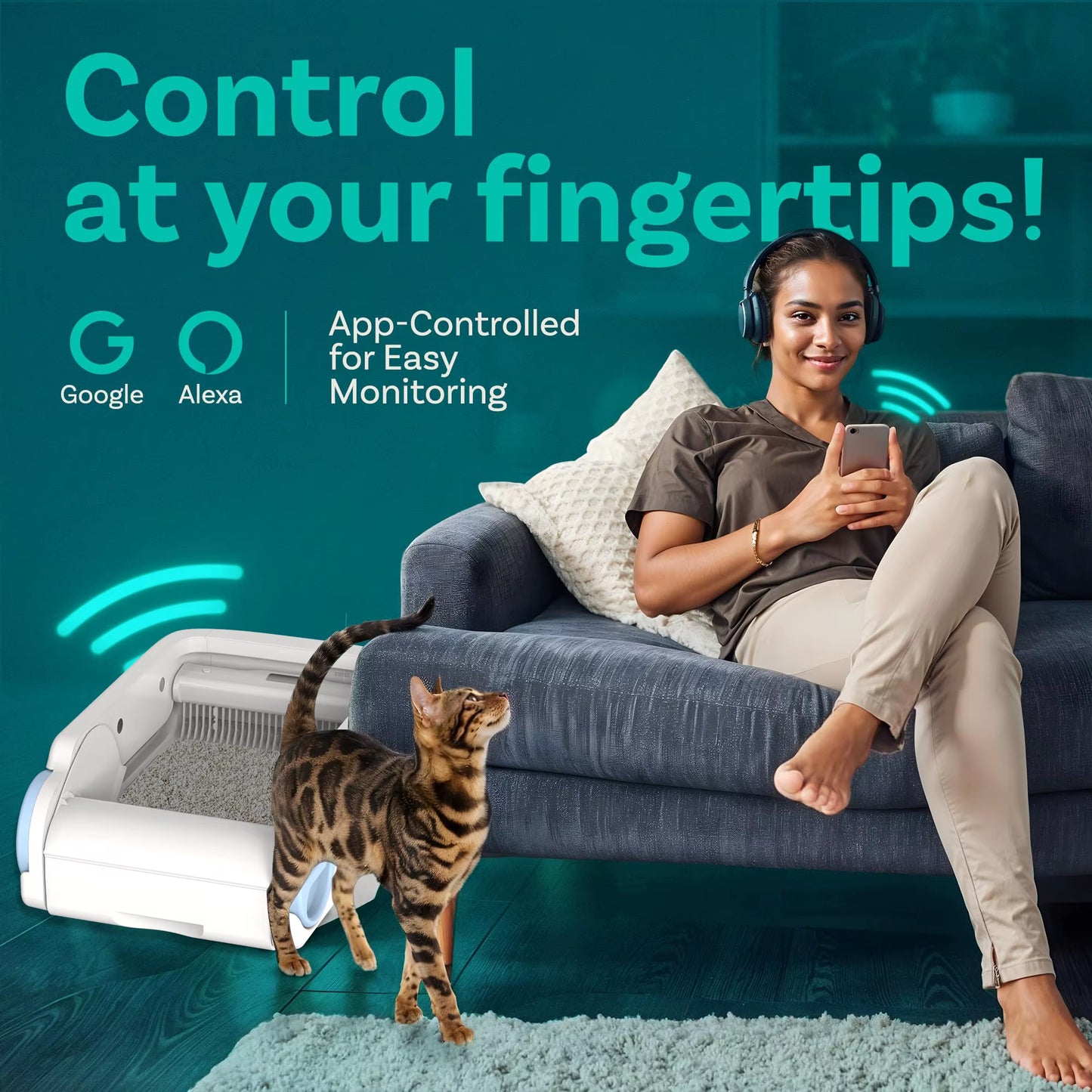 Open Smart Cat Litter Box Automatic Self Cleaning,Remote Control via App