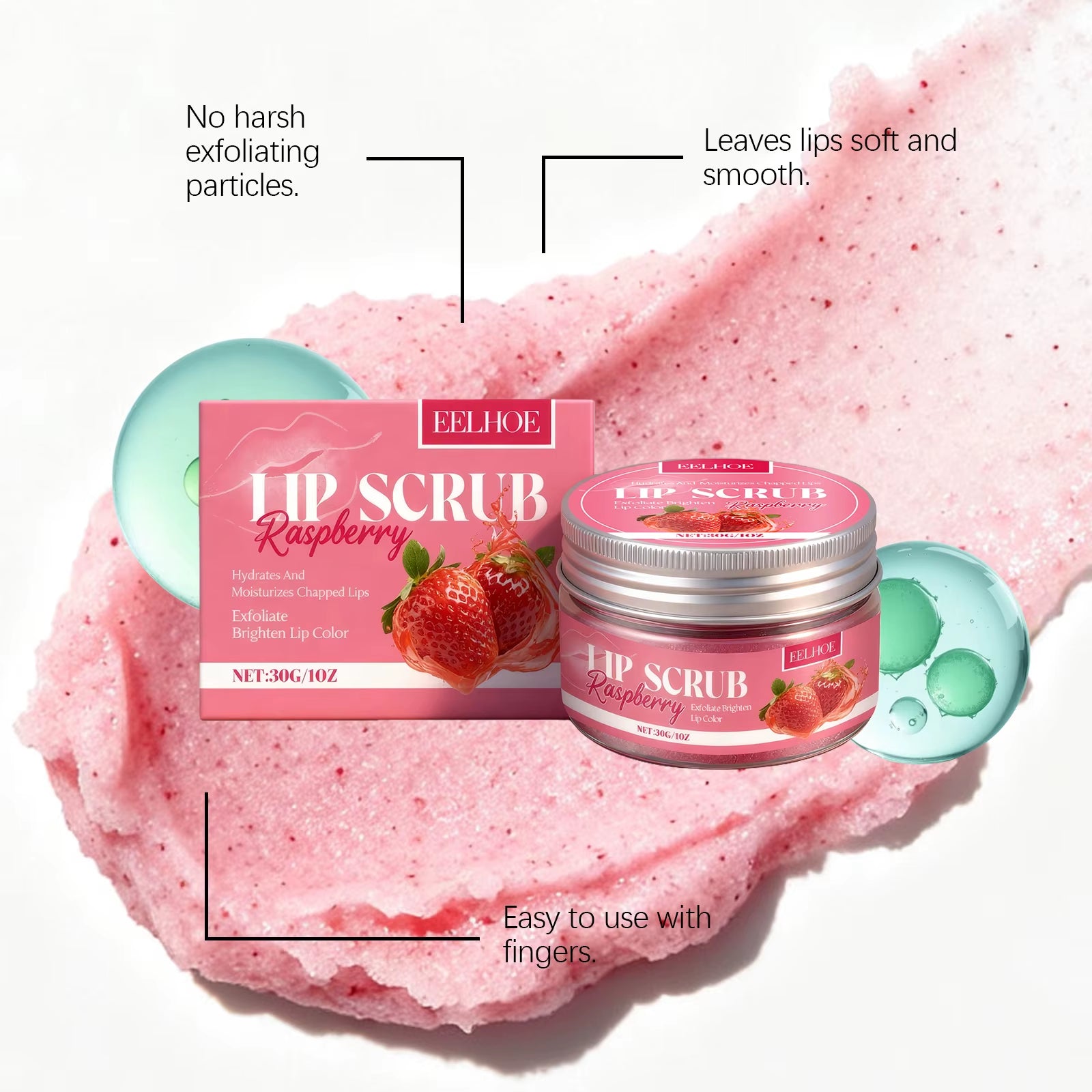 Strawberry Lip Scrub Exfoliating Preventing Drying Cracking Improve moisturizing Brightening Lip Care