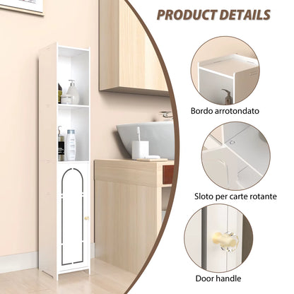 White Storage Cabinet, Waterproof Tall Bathroom Cabinet, Bedroom,Livingroom,Home Furniture