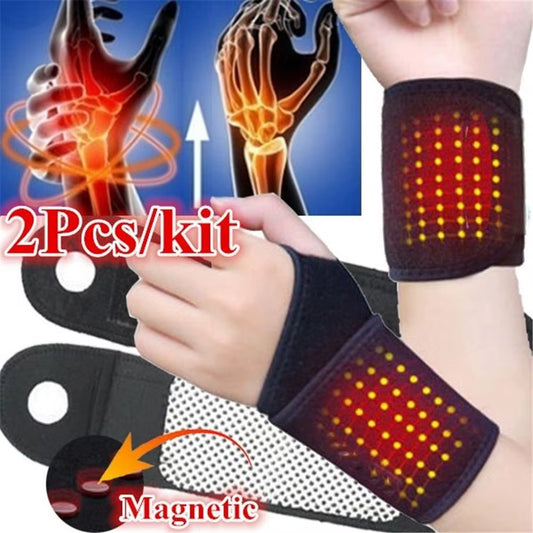 1 Pair Tourmaline Self-Heating Wrist Brace Sports Protection Wrist Belt Far Infrared Magnetic Therapy Pads Braces Health Care