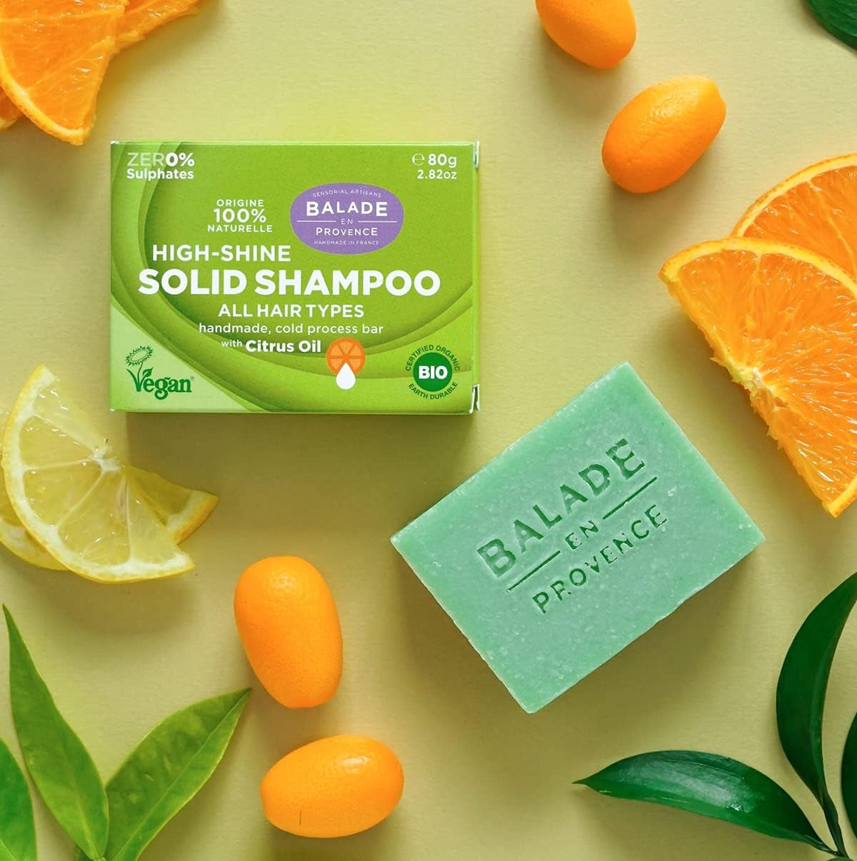 High Shine Organic Solid Shampoo Bar | for All Hair Types | Citrus Scent | 80G