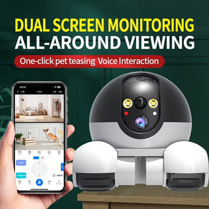 1080P HD WiFi PTZ Security Camera | Dual Lens Panoramic | AI Auto Tracking | Night Vision | Baby Pet Monitor | TF Card Cloud | Smart Home Robot Camera - EditWell