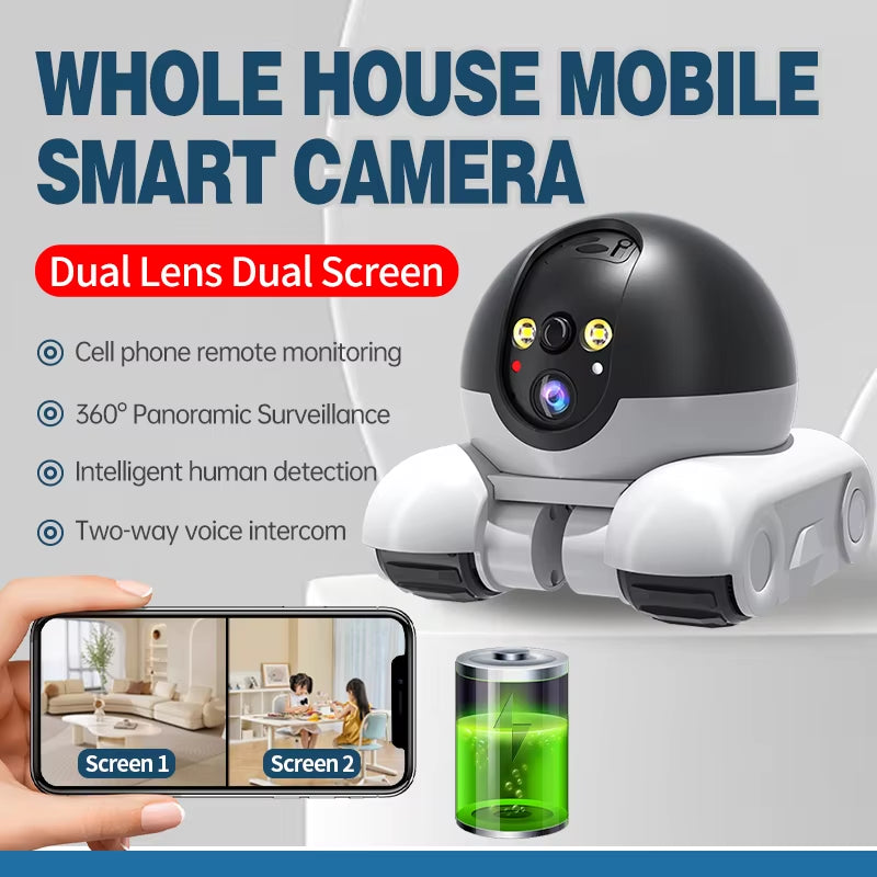 1080P HD WiFi PTZ Security Camera | Dual Lens Panoramic | AI Auto Tracking | Night Vision | Baby Pet Monitor | TF Card Cloud | Smart Home Robot Camera - EditWell