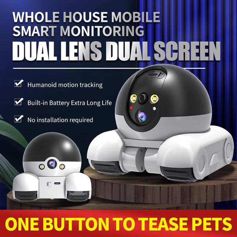 1080P HD WiFi PTZ Security Camera | Dual Lens Panoramic | AI Auto Tracking | Night Vision | Baby Pet Monitor | TF Card Cloud | Smart Home Robot Camera - EditWell