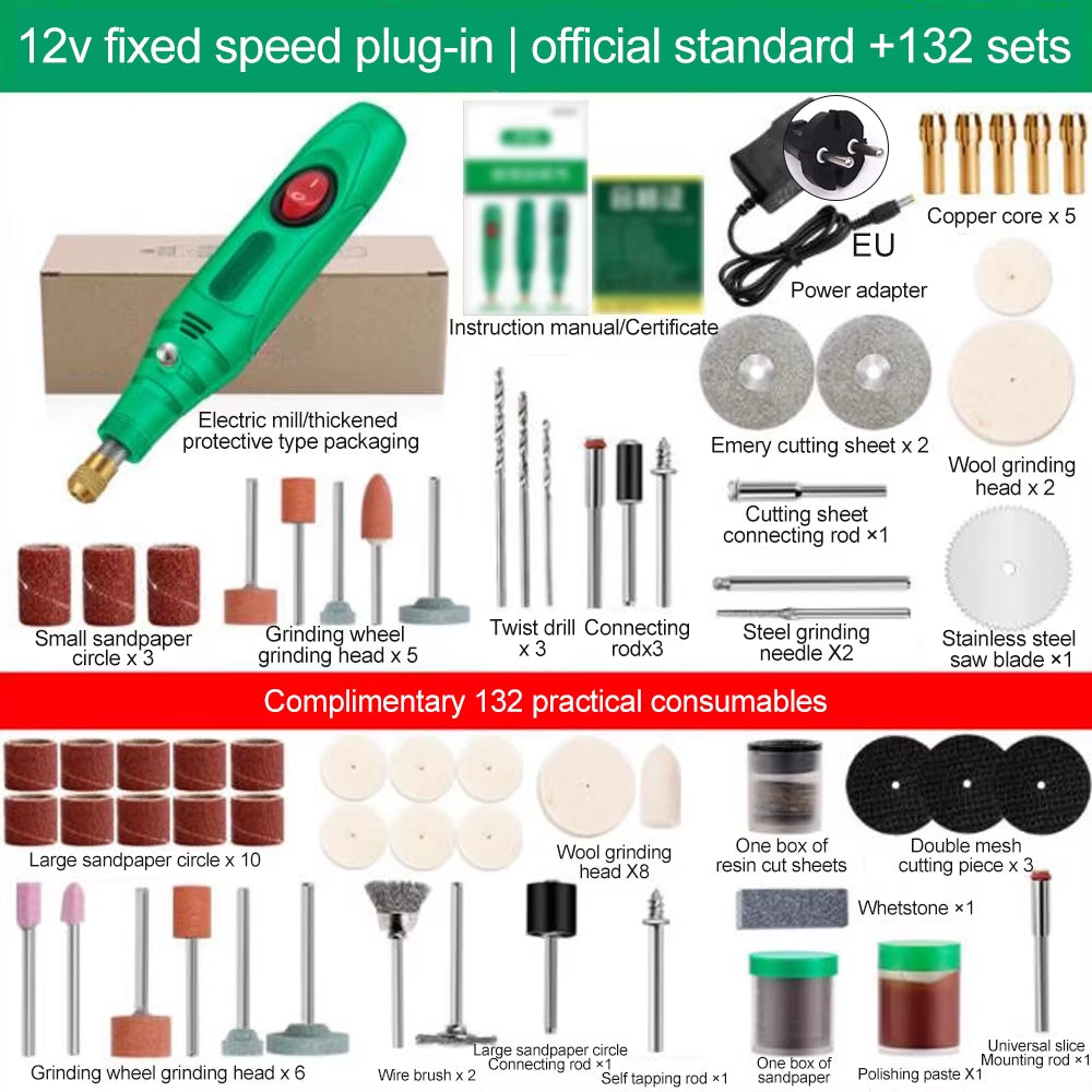 110-240V Mini Drill Polishing Engraver Pen Grinder Electric Rotary Tool - EditWell