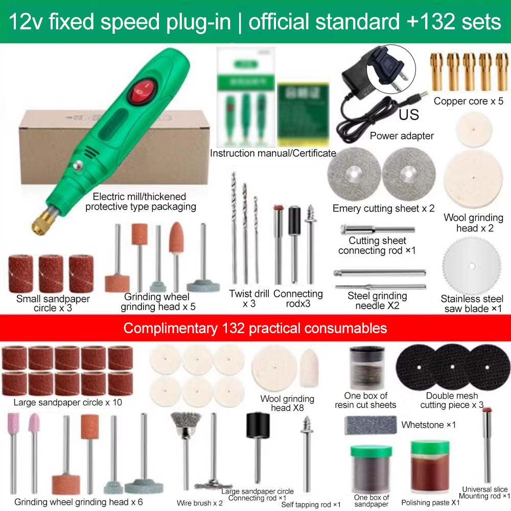 110-240V Mini Drill Polishing Engraver Pen Grinder Electric Rotary Tool - EditWell