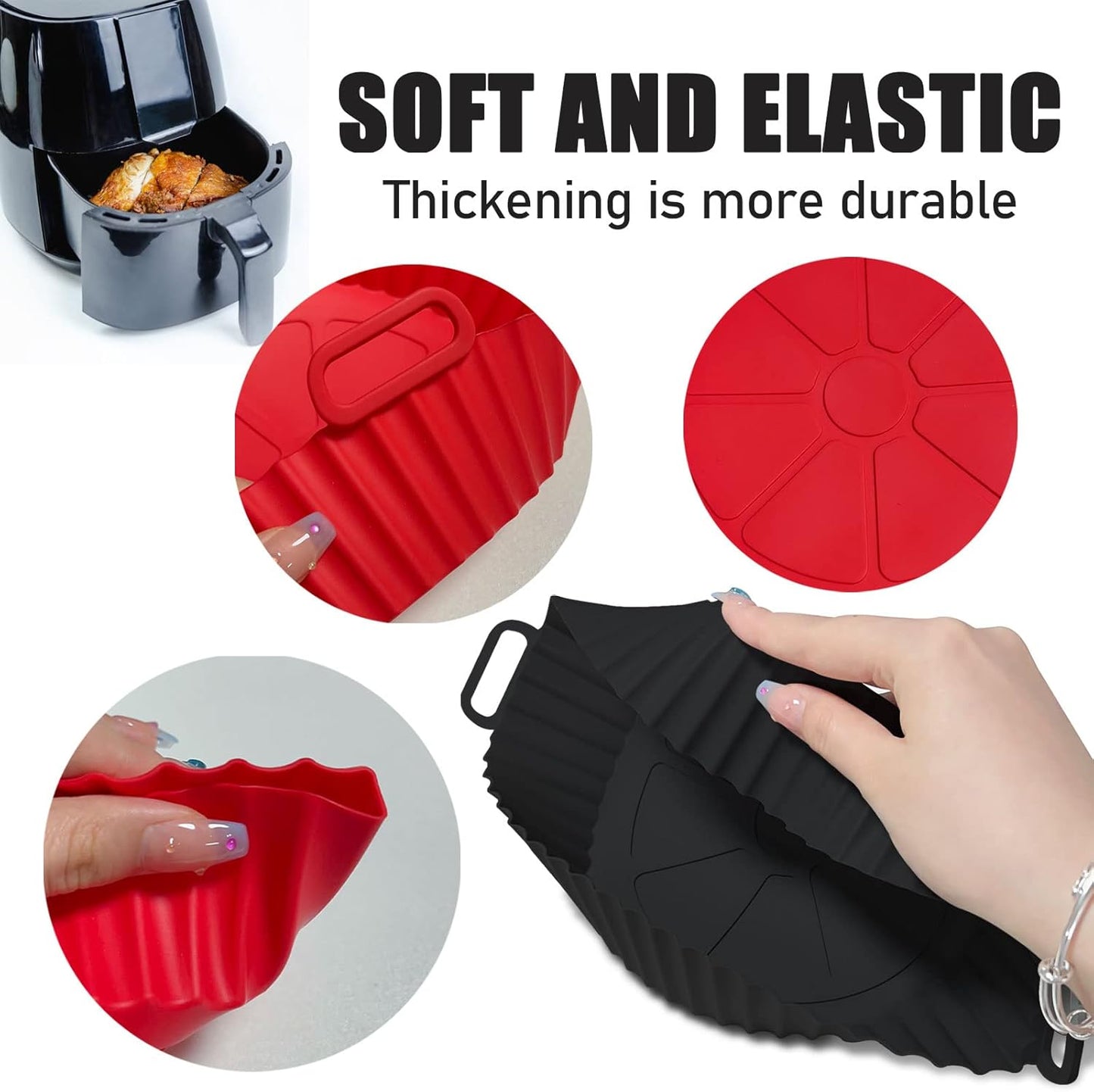 Air Fryer Silicone Liners Pot,8 Inch Air Fryer Basket Liners, Oven Reusable Baking Tray