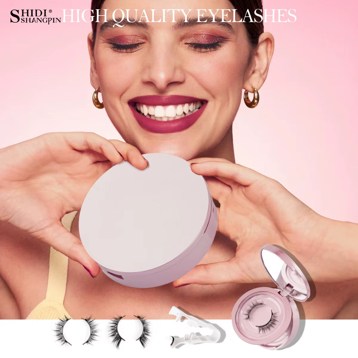 2 Pairs Magnetic Eyelash Natural Look Fluffy False Eyelashes Reusable Magnetic Eyelash Set