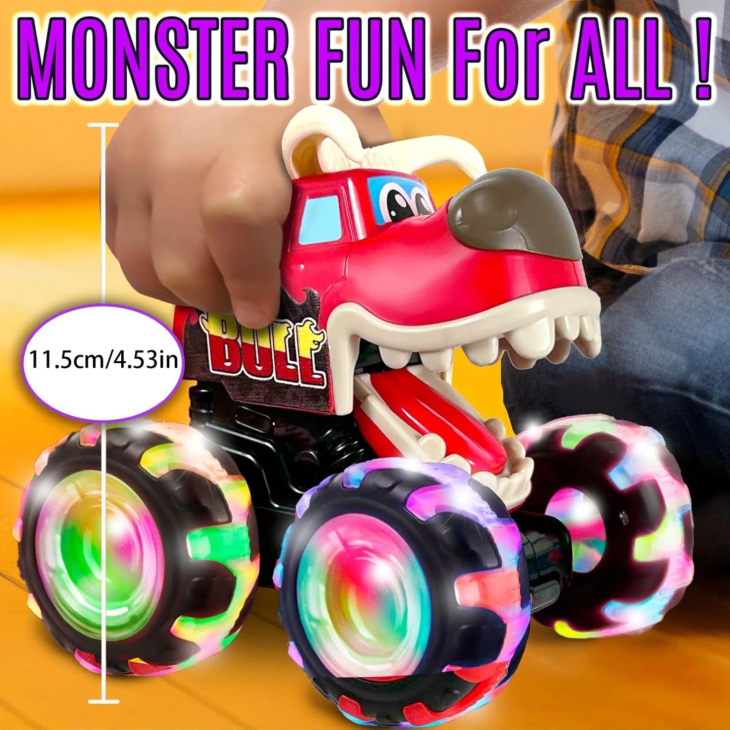Children's Illuminated Inertia Wheel Toy Car - Light-Up Gift for Kids