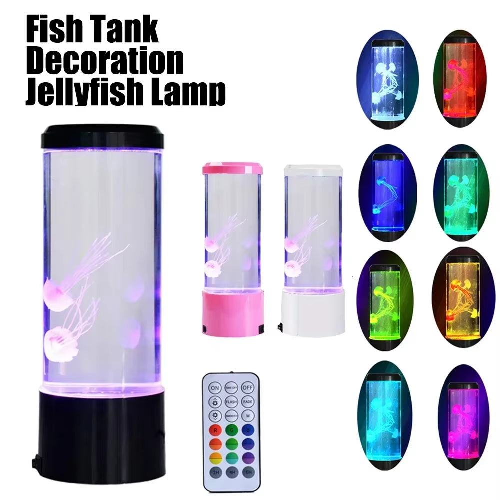 Jellyfish Lamp LED Night Light | 8 RGB Colours Remote Control | Realistic Floating Motion | USB-C Rechargeable | Stress Relief Aquarium Décor | Kids & Adults Gift