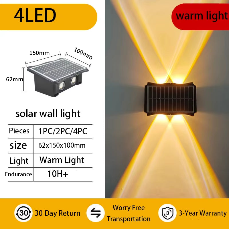 Solar Wall Lamp Outdoor Warm Light Waterproof up and down Luminous