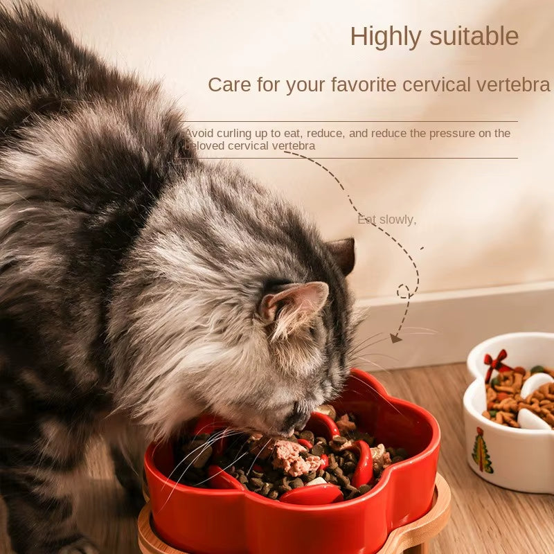 Ceramic Slow Food Bowl Anti-Choking Cat Feeding Food Bowl