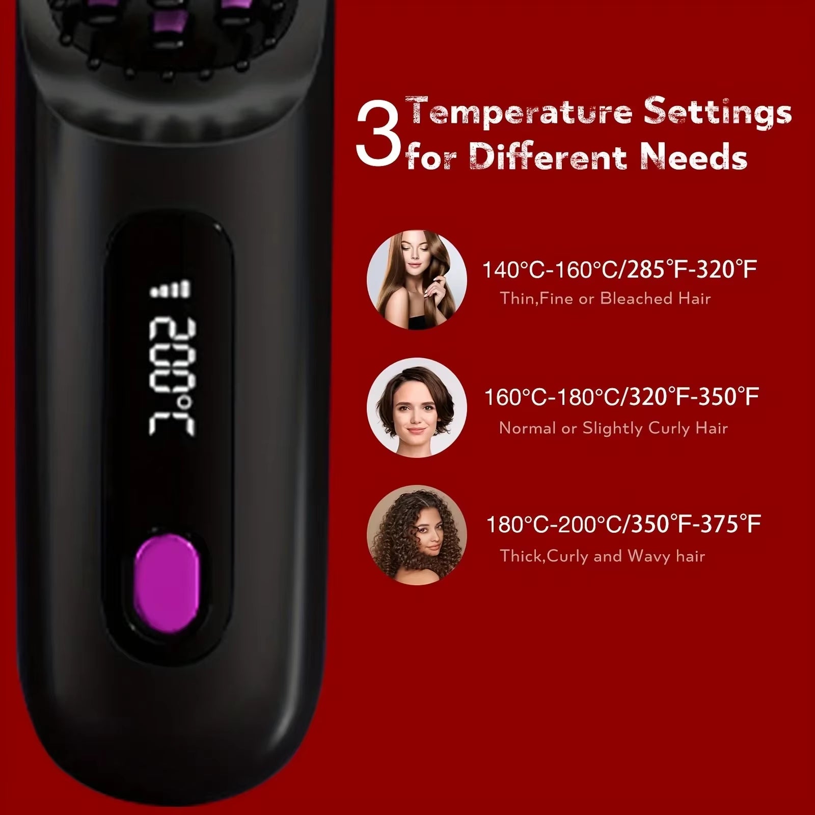 Wireless Hair Straightener Brush Ceramic Heating Smooth Hair Care Comb