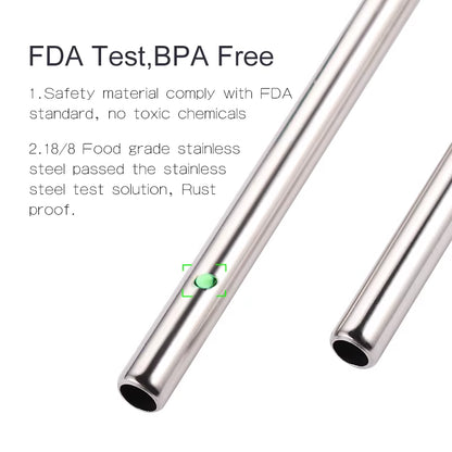 Reusable 304 Stainless Steel Straws Straight Bent Drinking Straw with Cleaning Brush
