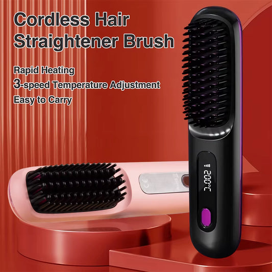 Wireless Hair Straightener Brush Ceramic Heating Smooth Hair Care Comb