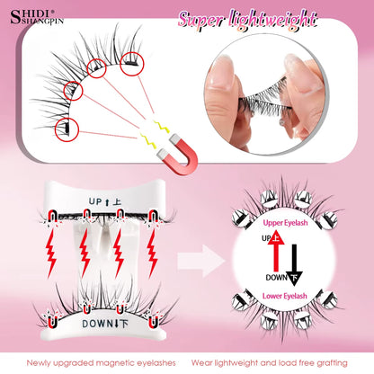 2 Pairs Magnetic Eyelash Natural Look Fluffy False Eyelashes Reusable Magnetic Eyelash Set