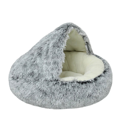 Premium Soft Plush Round Pet Bed with Removable Cover - 2-in-1 Sleeping Nest for Cats and Small Dogs - Ideal for Winter Comfort