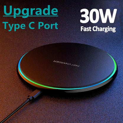 30W Wireless Charger for Iphone 15 14 13 12 X Pro Max Induction Fast Charging Pad - EditWell