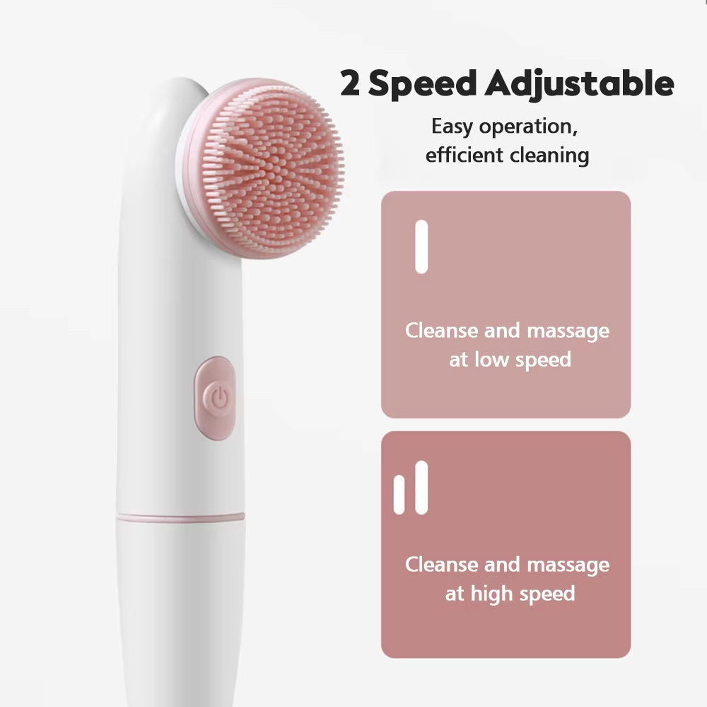 Electric Facial Cleanser Battery Powered Waterproof Vibrating Face Cleaning Brush Massaging Device