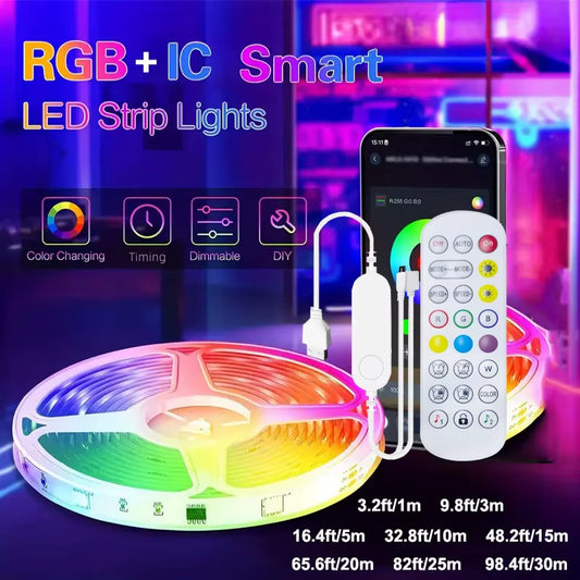 Tuya Smart WIFI RGBIC LED Strip Light Tape Addressable WS2811 IC Flexible