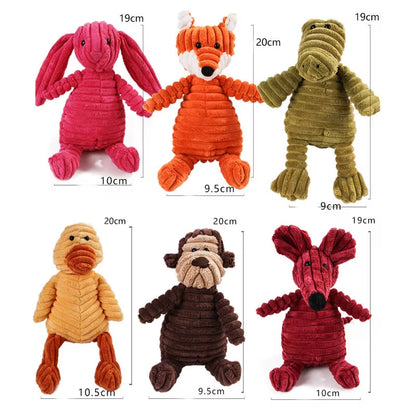 Corduroy Plush Dog Toys - Squeaky and Bite-Resistant Chew Toys for Small and Large Dogs