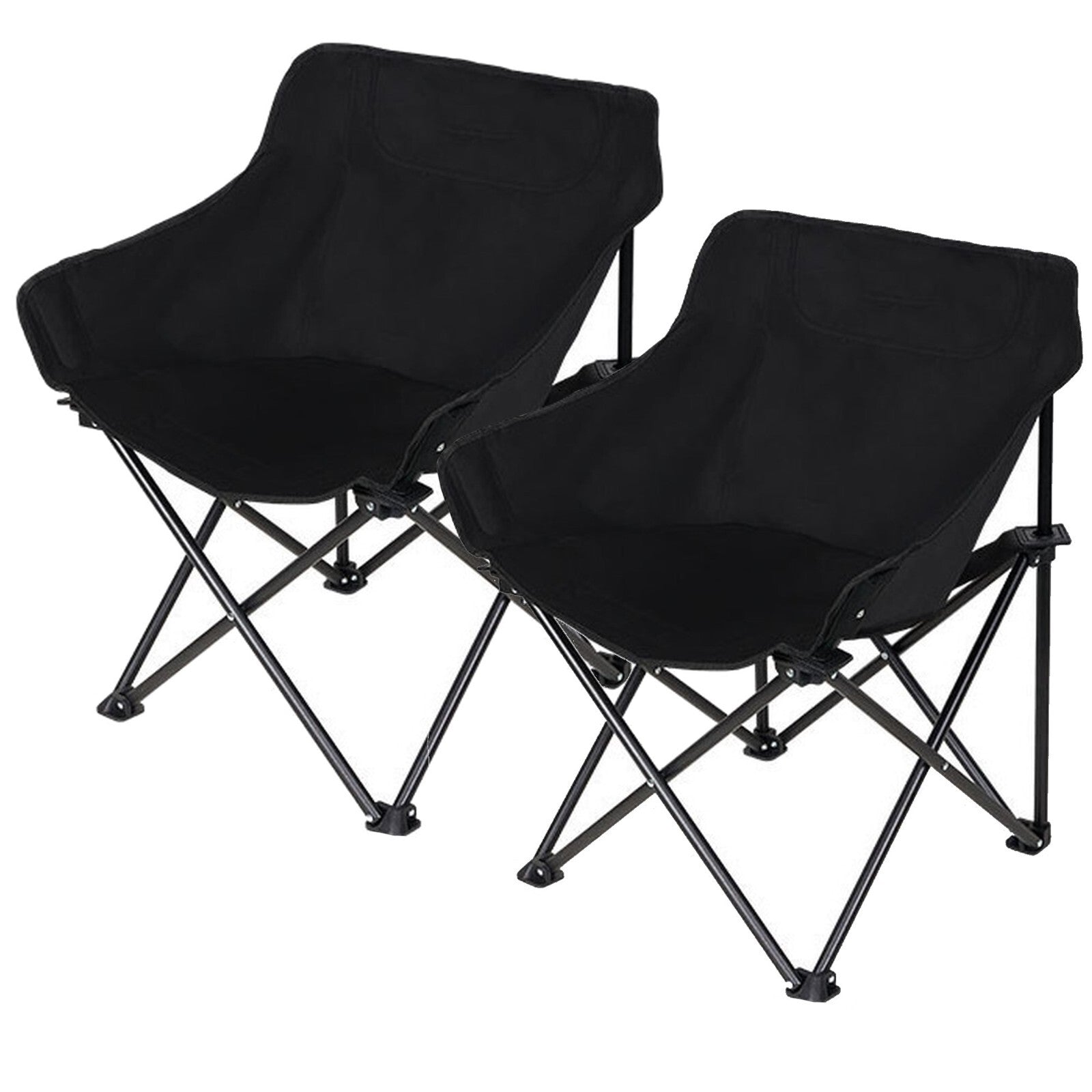 Canvas Camping Chairs 2PC Lightweight Folding Chairs - Pockets & Carry Bag