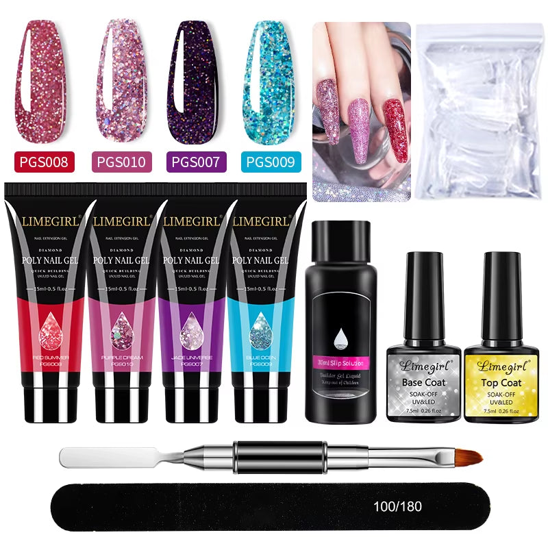 Nail Art Limegirl Kit Poly Nail Gel Extending Soaking Gel Kit Nail Art Acrylic Gel Varnish Kit