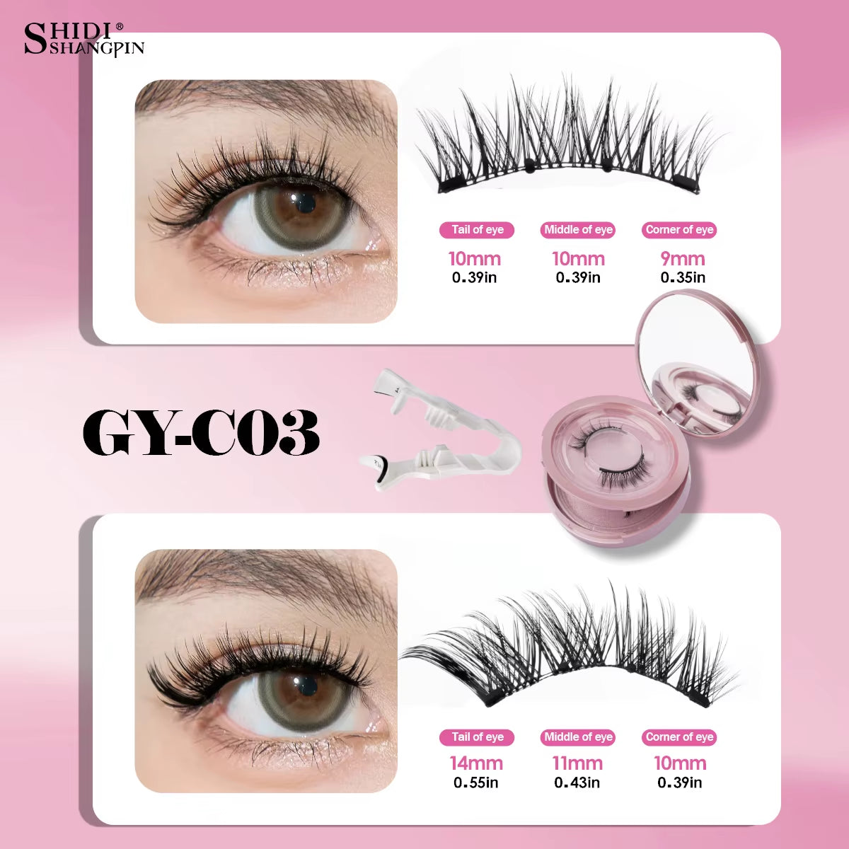 2 Pairs Magnetic Eyelash Natural Look Fluffy False Eyelashes Reusable Magnetic Eyelash Set