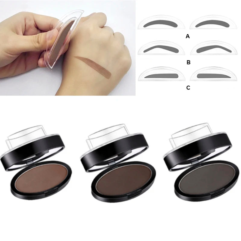 Eyebrow Powder Tint Stencil Kit Cosmetics Professional Makeup Waterproof Eye Brow Stamp