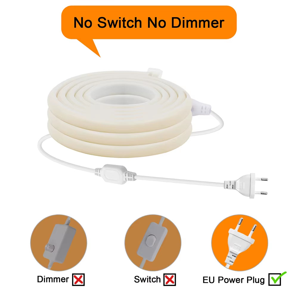 COB LED Neon Strip Light 220V EU Power Kit 10 Colors  Flex Lamp