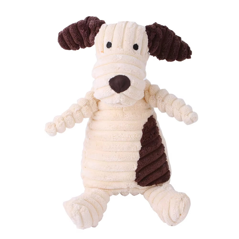 Corduroy Plush Dog Toys - Squeaky and Bite-Resistant Chew Toys for Small and Large Dogs