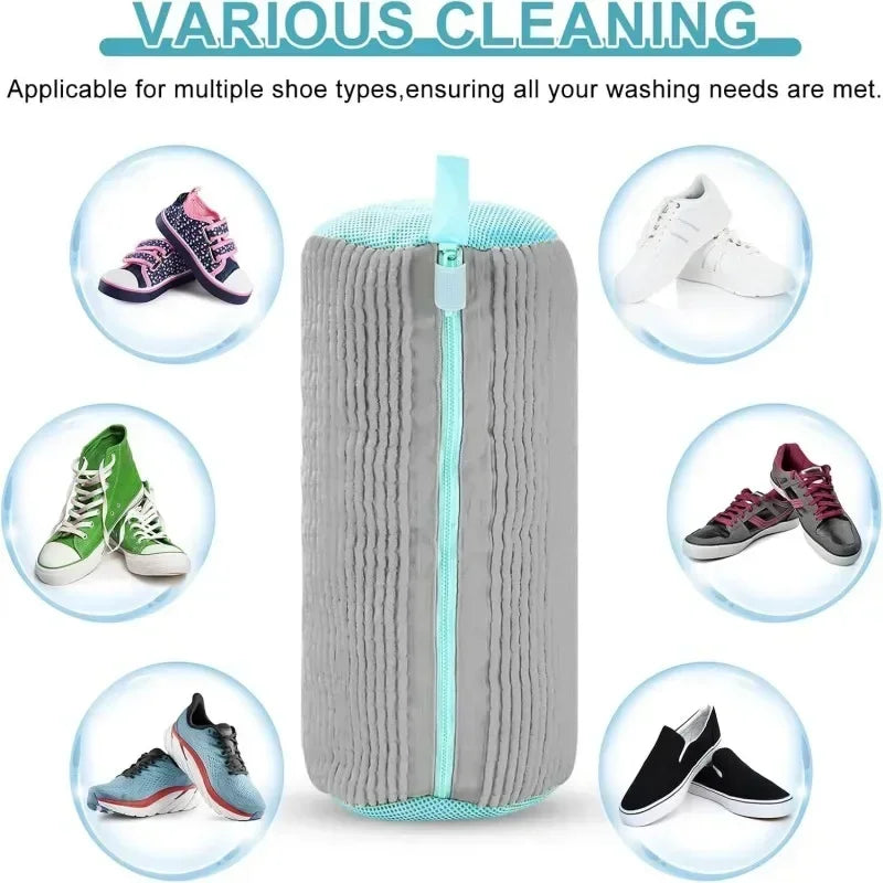 Machine Washable Shoe Washing & Drying Bag with Soft Fiber - Durable Polyester Laundry Protector for Shoes Adjustable Strap