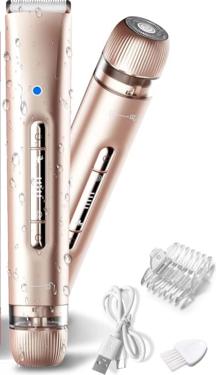 SilkGlide 2-in-1 Electric Shaver & Bikini Trimmer for Women – Painless Hair Removal for Bikini, Legs, Face & Underarms | Rechargeable, Cordless