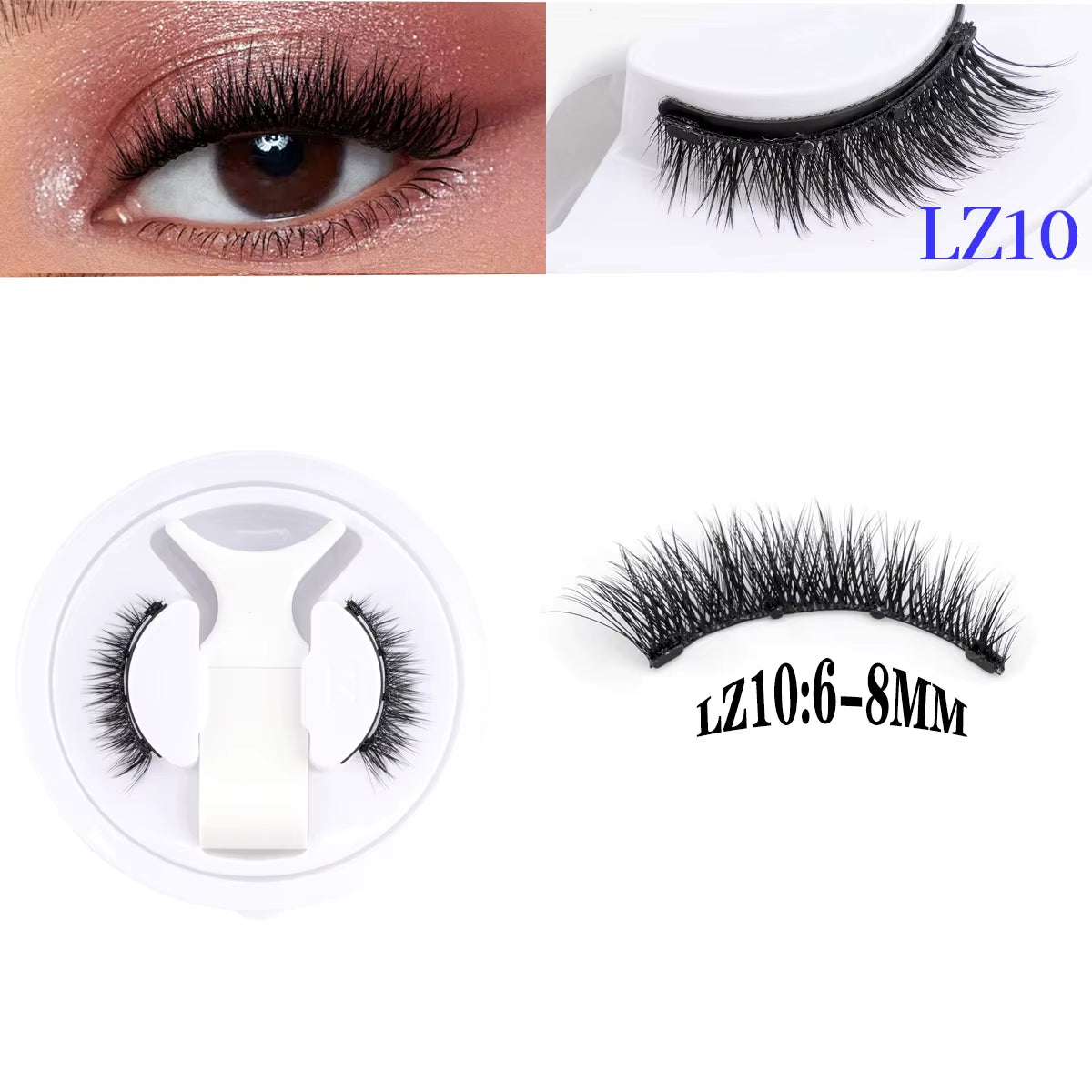 2 Pairs Magnetic Eyelash Natural Look Fluffy False Eyelashes Reusable Magnetic Eyelash Set