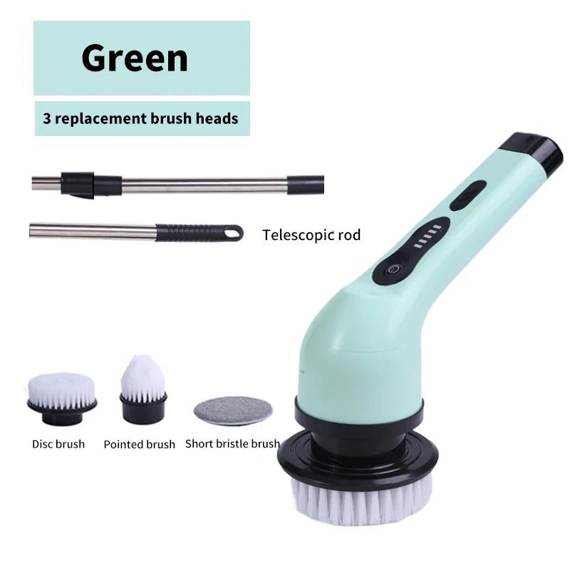 9-in-1 Electric Cleaning Brush and Scrubber for Kitchen and Bathroom Use