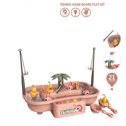 Electric Fishing Toy Set with Music and Lights - Water Play Game for Children