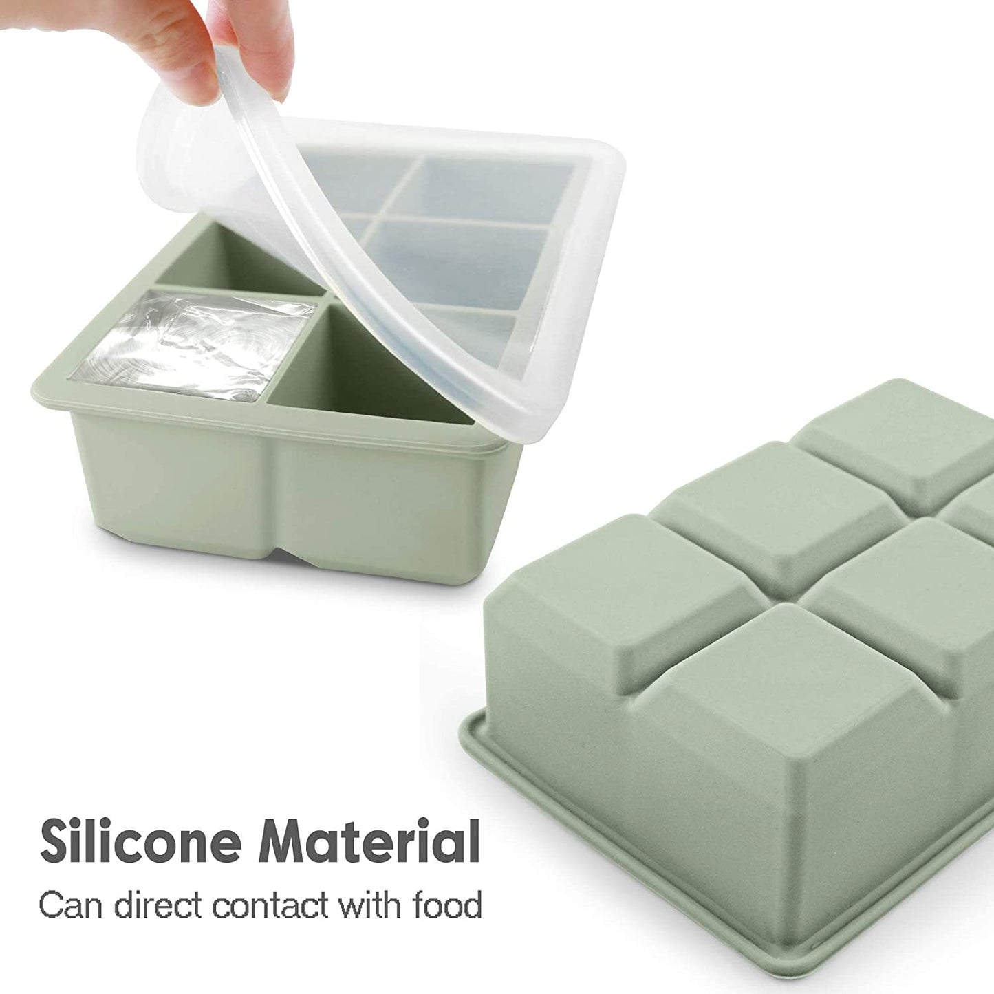 Silicone Ice Cube Trays 3 Pack - Large Size Silicone Ice Cube Molds with Leak Proof Removable Lid