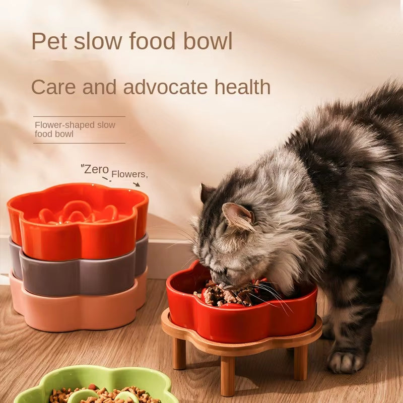 Ceramic Slow Food Bowl Anti-Choking Cat Feeding Food Bowl