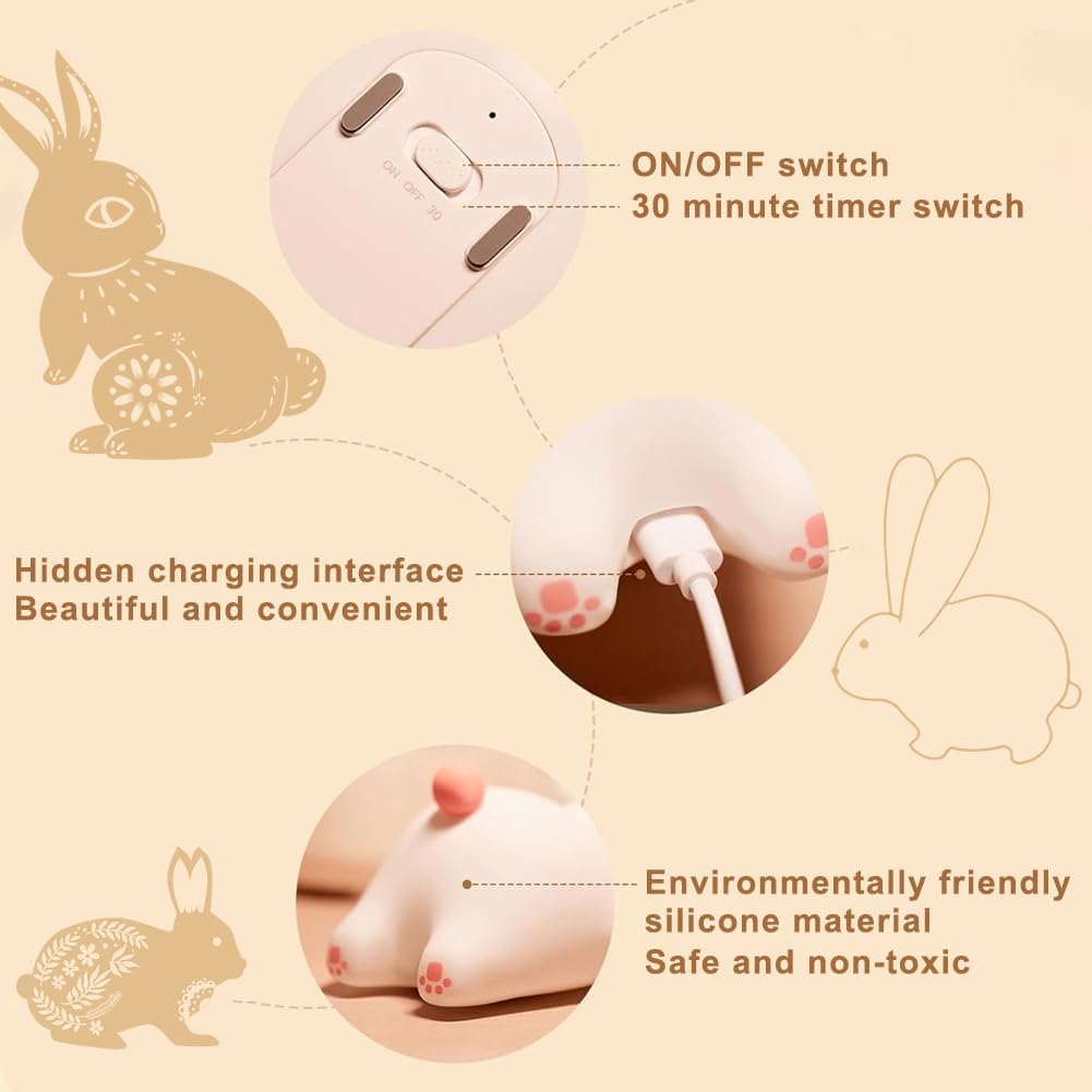 Bunny Baby Night Light, Portable LED Baby Night Light Kids Night Lamp, Bedroom Decor