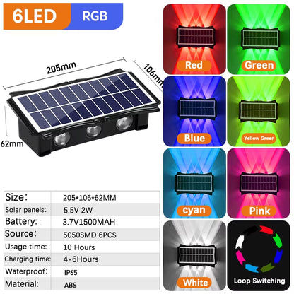 Solar Wall Lamp Outdoor Warm Light Waterproof up and down Luminous