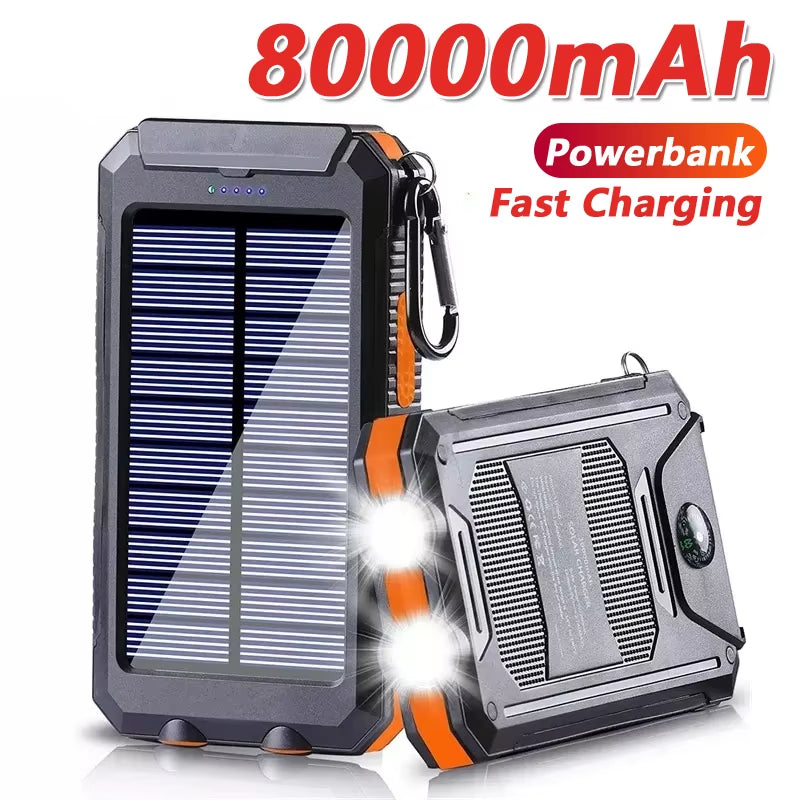Solar Power Bank 80000Mah Portable Charging Poverbank External Battery Charger